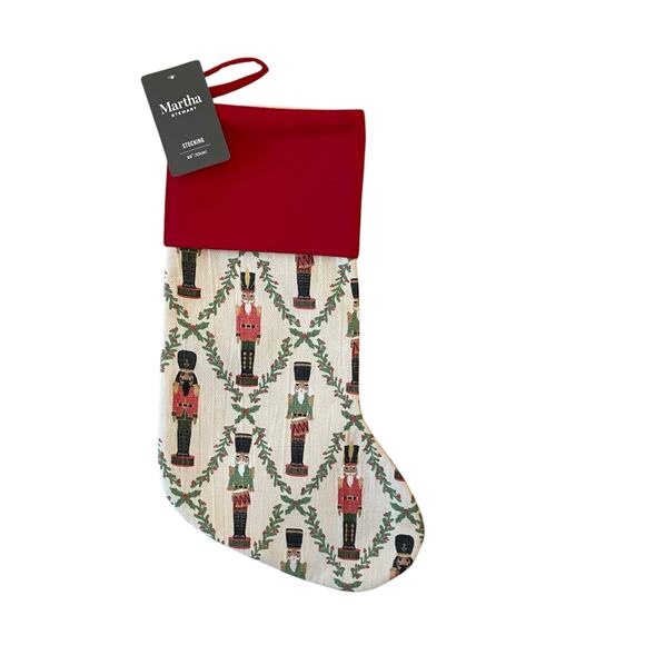 MARTHA STEWART Christmas Nutcrackers Stocking 22in Cotton Holiday Decor NEW - Picture 10 of 11